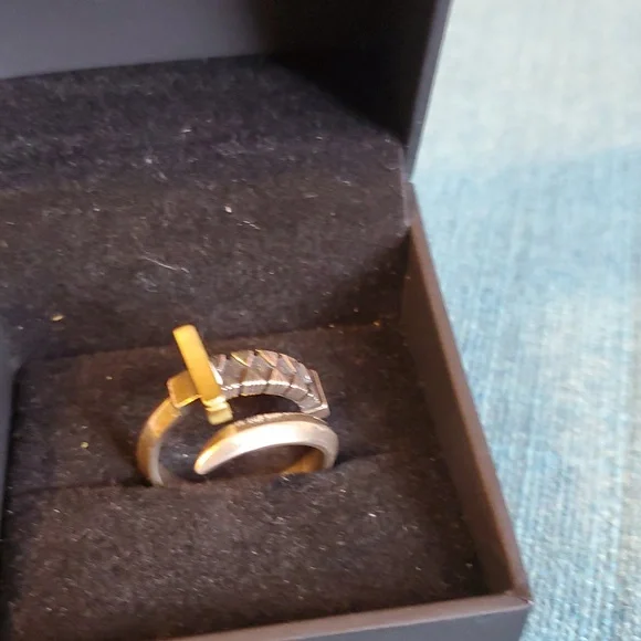 Two-Tone Modern Stackable Rings - Gold & Silver 925 - Picture 1 of 3